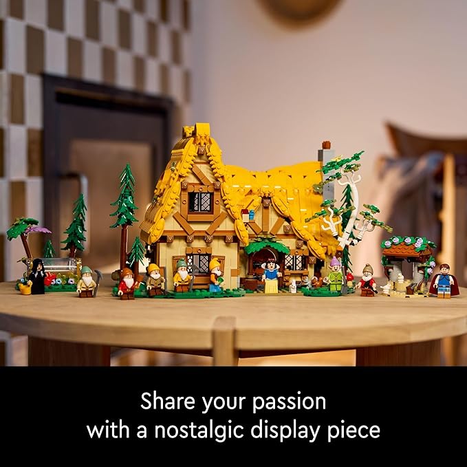 LEGO Disney Snow White and The Seven Dwarfs’ Cottage Building Kit for Adults, Build and Display Disney Princess Set with 10 Minifigures Including Snow White, Gift for Fans of The Classic Movie, 43242