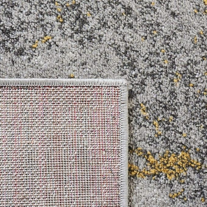 SAFAVIEH Adirondack Collection Area Rug - 4' Square, Grey & Yellow, Modern Abstract Design, Non-Shedding & Easy Care, Ideal for High Traffic Areas in Living Room, Bedroom (ADR134H)