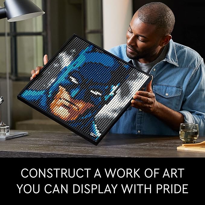 LEGO Art Jim Lee Batman Collection 31205 Building Blocks - Superhero Canvas Wall Decor with Joker, Harley Quinn, or Batman Portraits, DC Comics DIY Poster, Gift Idea for Men, Women, and Adults