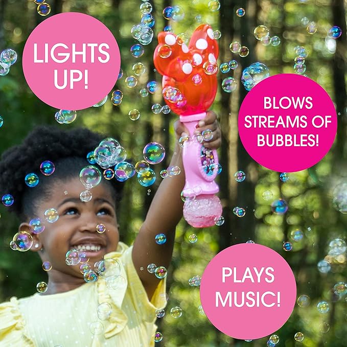 Little Kids Disney Minnie Mouse Light and Sound Musical Bubble Wand, Includes Bubble Solution, Plastic, Multi (2051)