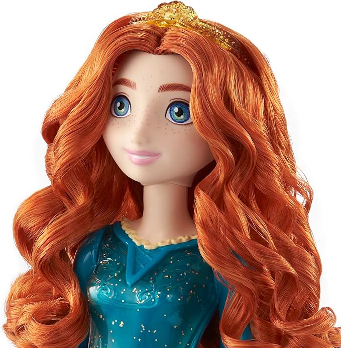 Mattel Disney Princess Toys, Merida Fashion Doll, Sparkling Look with Red Hair, Blue Eyes & Hair Accessory, Inspired by the Movie Brave