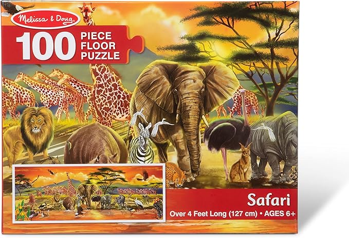 Melissa & Doug African Plains Safari Jumbo Jigsaw Floor Puzzle (100 pcs, over 4 feet long)