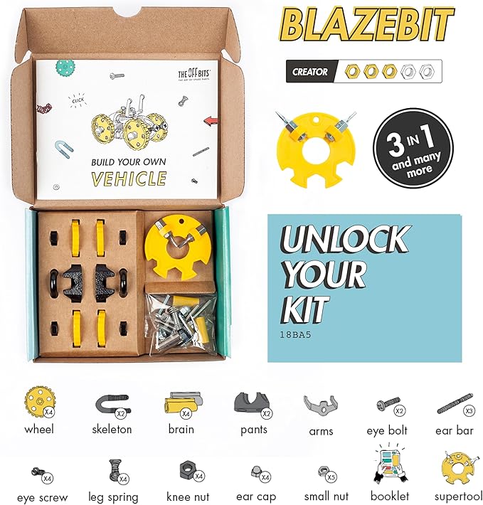Vehicle Stem Building Toys, Educational Build Your Own Robot Toy for Kids Age 6 7 8 9+ Year Old Boys and Girls, Stem Toys Engineering Kit, Construction Toys Steam Gift - BlazeBit