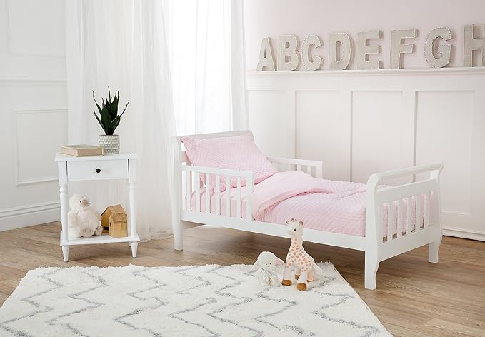 American Baby Company Heavenly Soft Minky Dot Chenille Toddler Bedding Set, Pink, 4 Piece, for Boys and Girls