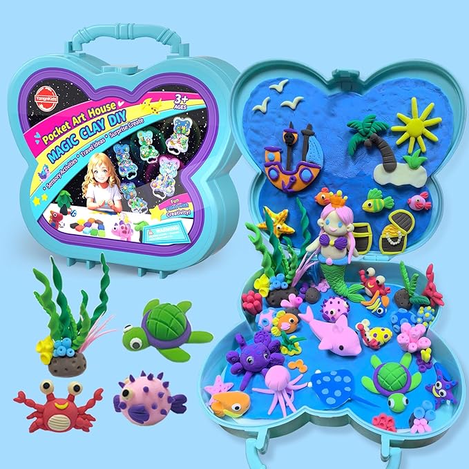 Clay Craft Kit - DIY Arts and Crafts Bulk for Kids,12 Color Air Dry Magic Clay with 3 Sculpting Tools & Box, Crafts Activities Stocking Stuffers Fun Toys for Kids Ages 3 4 5 6-12