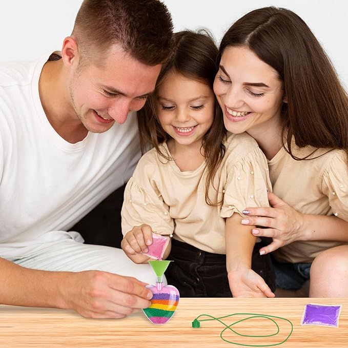 Valentine’s Day Sand Art Heart Necklaces - Set of 36 - Valentines Day Bulk Crafts for Kids with Cords in 4 Colors - Valentines Day Sand Art Gifts for Kids and Classroom Favors - Sand Sold Separately