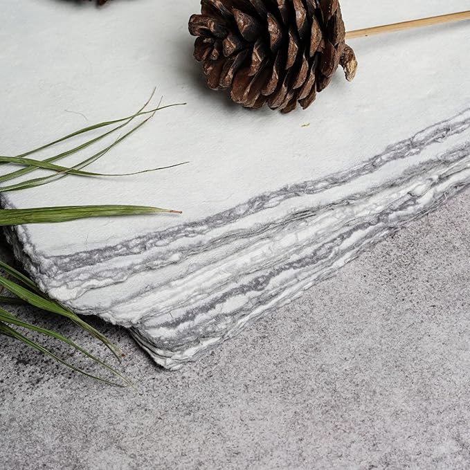 LEATHER VILLAGE Watercolor Paper - 9.5 X 12 inches, 50 Sheets - Mixed Media Watercolor Paper - 150 GSM Thick Deckle Edge Virgin Cotton Handmade Paper - Grey Toned