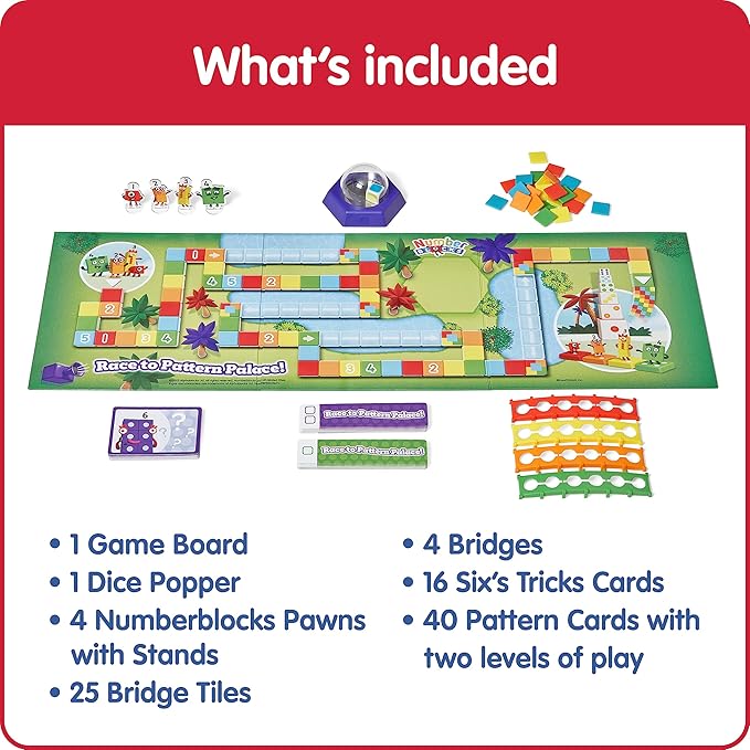 hand2mind Numberblocks Race to Pattern Palace! Board Game, Educational Board Games, Numbers for Toddlers, Math Toys for Kids 3-5, Preschool Learning Activities, Birthday Gifts for Kids