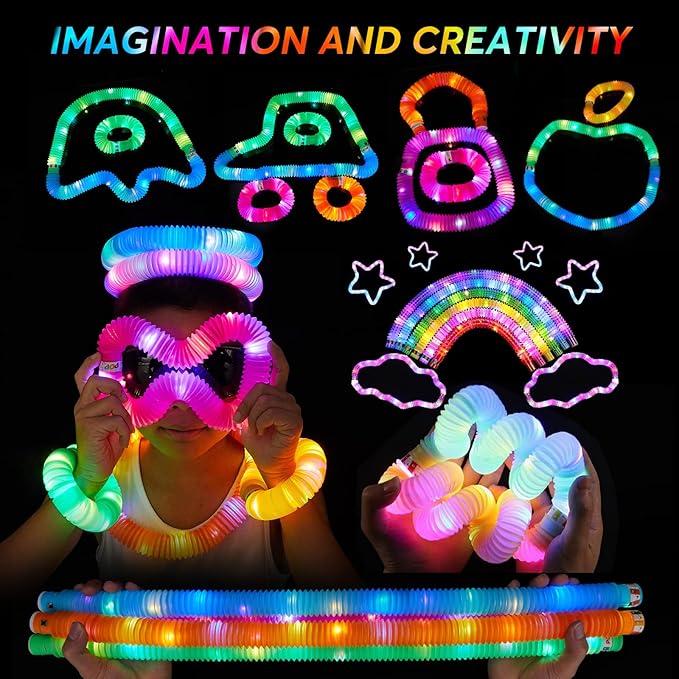 48 PCS Glow in The Dark Party Supplies, Light Up LED Pop Tubes, Glow Tubes Glow Sticks Sensory Toys Birthday Glow Party Favors for Kids, Light Up Toys Goodie Bag Stuffers Gifts Prize (48 PCS)