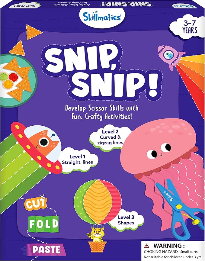 Skillmatics Art & Craft Activity Kit - Snip, Snip, Develop Scissor Skills, Child Safe, TikTok Viral Sensation, Craft Kits, Valentine's Day Gifts for Ages 3, 4, 5, 6, 7