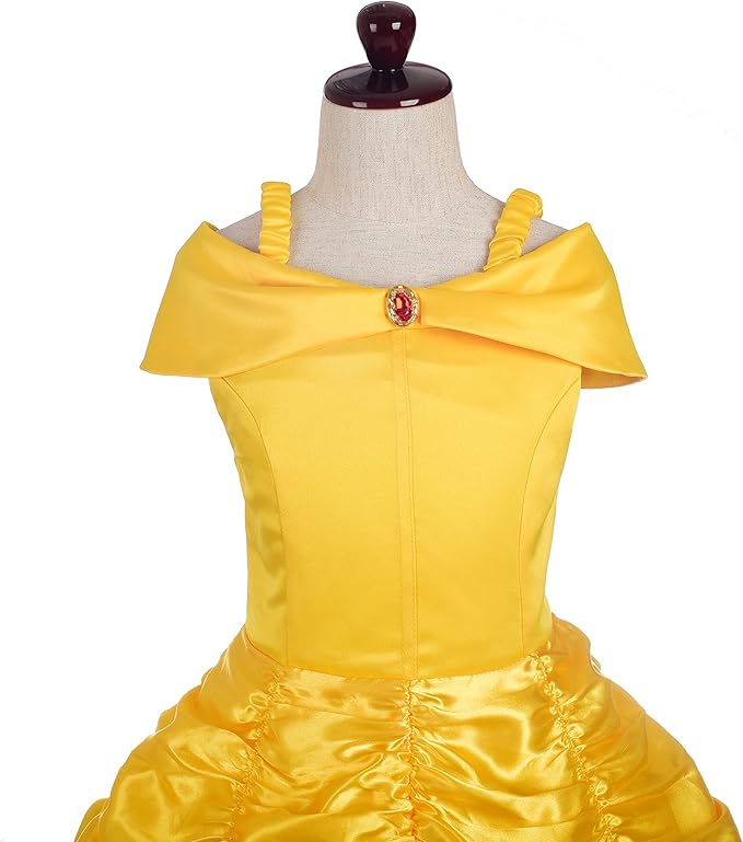 Dressy Daisy Girls' Princess Yellow Gold Ball Gown Birthday Party Fancy Dress Up Halloween Costume Size 3T-12