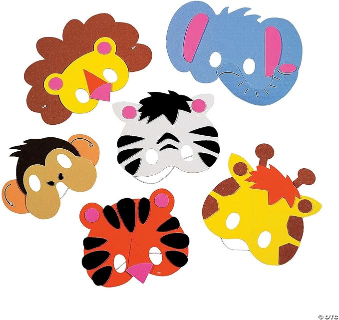 Fun Express DIY Animal Masks Craft Kit - Makes 12 Foam Masks - Crafts for Kids - VBS Vacation Bible School Supplies/Decor
