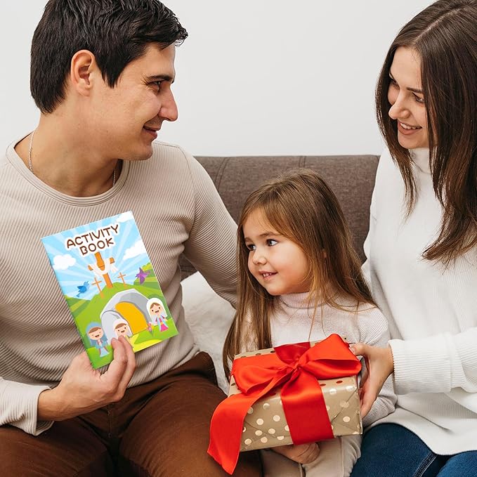 ANGOLIO Easter Activity Coloring Books - 24P Easter He is Risen Coloring Book Party Favor for Kids Easter Holiday Activity Book Religious Jesus Diy Coloring Book for Kids Sunday School Classroom Gifts