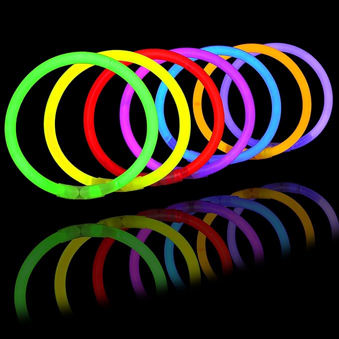 JOYIN 400 Pcs 8" Glowsticks, Bracelets Necklaces, Glow in the Dark Party Favors, Easter, Christmas, Halloween Supplies Pack, Football Party Supplies