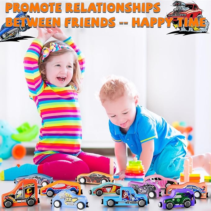 Toddler Boy Toys: 11 Magnetic Train Car Set, Spider Toys for Boys 2 3 4 Wooden Toys for Toddlers Montessori Toys Superhero Toys Toddler Cars Easter&Birthday Gifts for Kids Boys Cars Toys for Kids