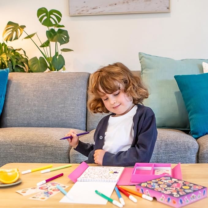 Tiger Tribe: Coloring Set - Magical Creatures - Activity Set w/ Stickers, Coloring Pages & Markers Stored Inside Magnetic Sealed Storage Box, Kid Age 4+