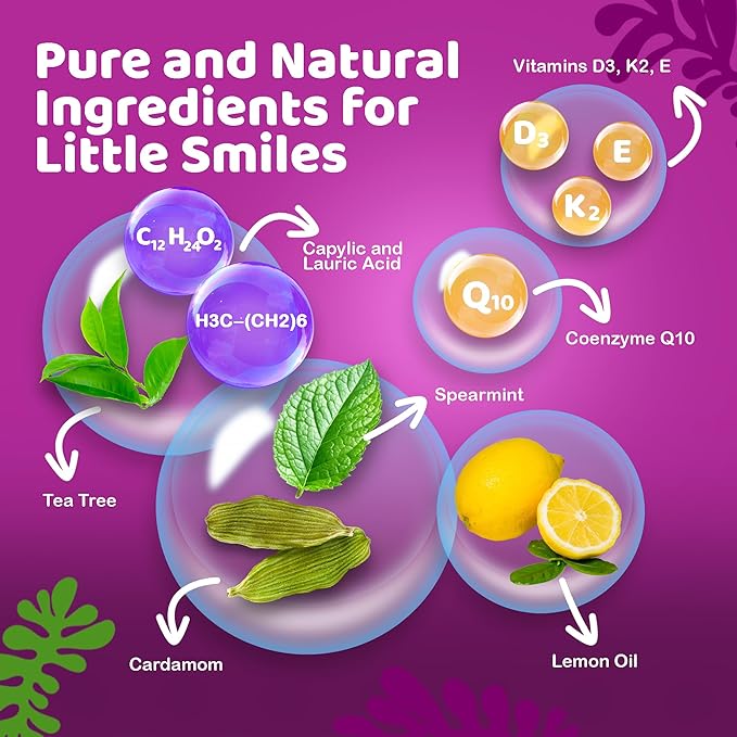 GuruNanda Kids Oil Pulling, Alcohol-Free Mouthwash, Essential Oils & Vitamins for Fresh Breath & Happy Gums for Ages 6 & up, Natural Berry Lemon Rose, 8 Oz