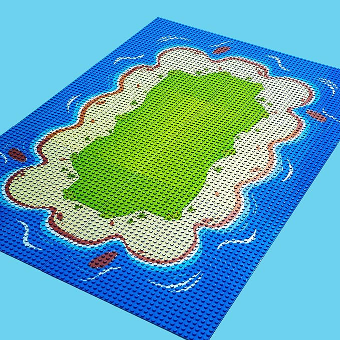 Apostrophe Games Island Building Blocks Base Plates Compatible with All Major Brands - 6 Pack of Beach Plates - 4 Corners & 2 Straight