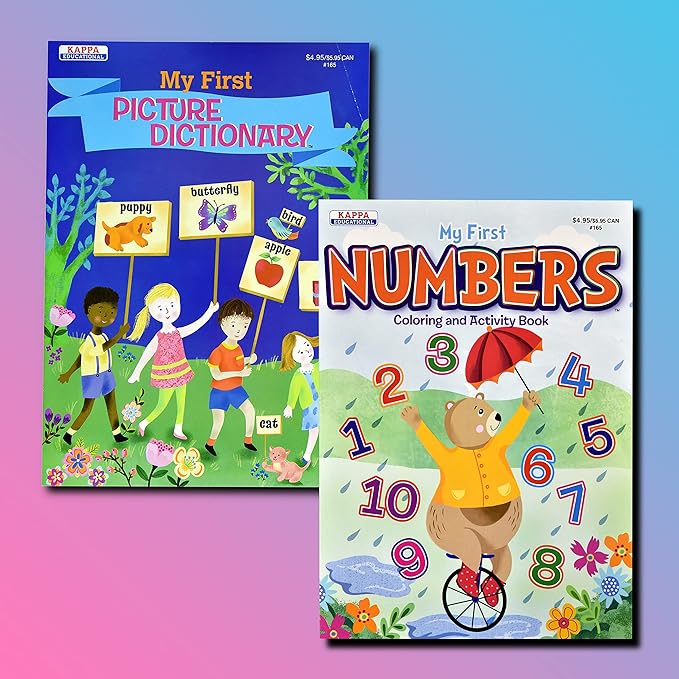 Kappa Coloring and Activity Books for Girls and Boys Numbers and Picture Dictionary Girl Power Mermaid Dinosaurs Trucks 8.5”x11” Extra Large Size for Hours of Fun, Ages 2-4, 4-8, 8-12 (Pack of 12)