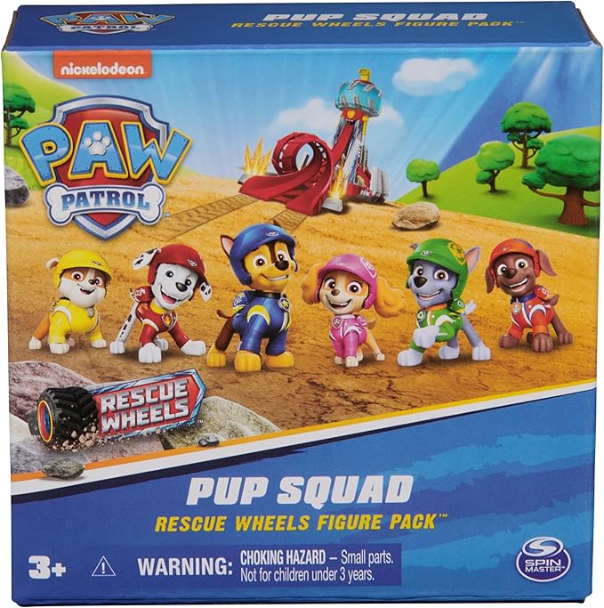 Paw Patrol: Rescue Wheels, 6-Piece Pup Squad Action Figure Gift Set, Kids Toys for Boys & Girls Ages 3 and Up