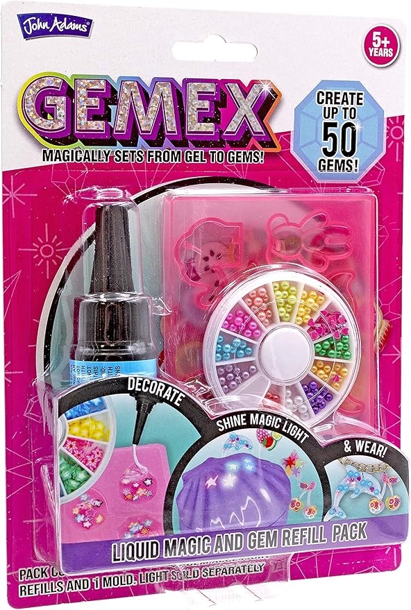 John Adams | GEMEX Refill Set: Magically Sets from Gel to gems! | Arts & Crafts | Ages 5+