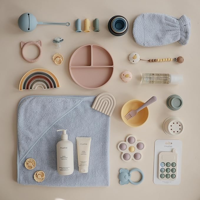 mushie Silicone Suction Plate | BPA-Free Non-Slip Design (Blush)