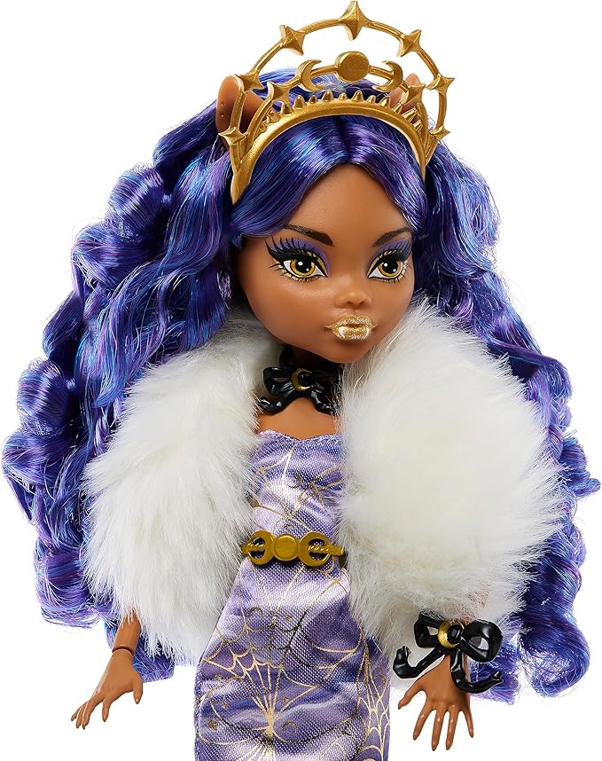 Monster High Howliday Winter Edition Doll, Clawdeen Wolf Collectible in ICY Lavender Gown with Furry Boa & Accessories