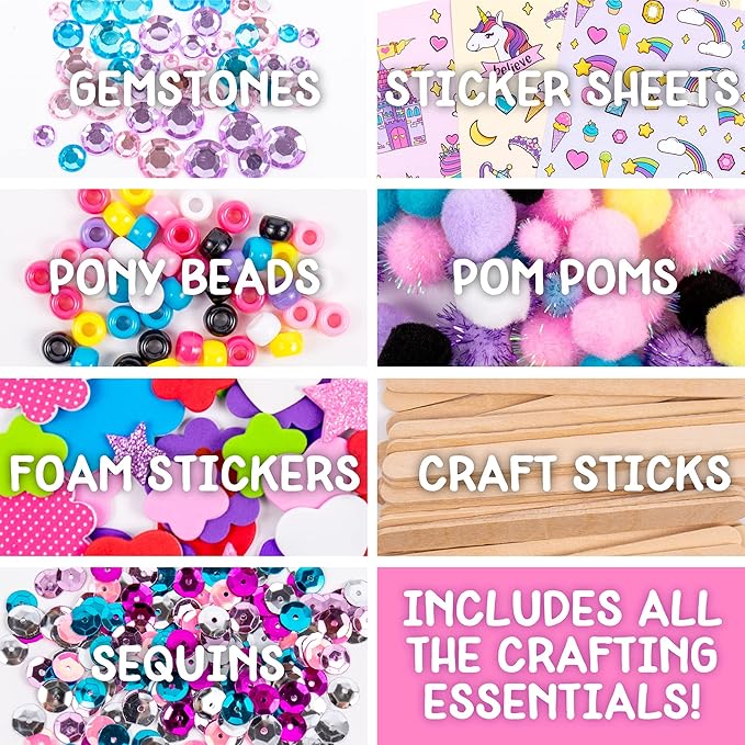 Made By Me Ultimate Craft Box, Unicorn Craft Kit, 1000 Piece Set, Reusable Storage Case, Preschool Arts & Crafts Projects, Great for Group Projects, Craft Box for Kids