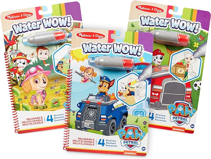 Melissa & Doug Water Wow! - Skye, Chase, Marshall Water Reveal Travel Activity Pads - PAW Patrol-Themed Reusable No-Mess for Kids (Pack of 3)