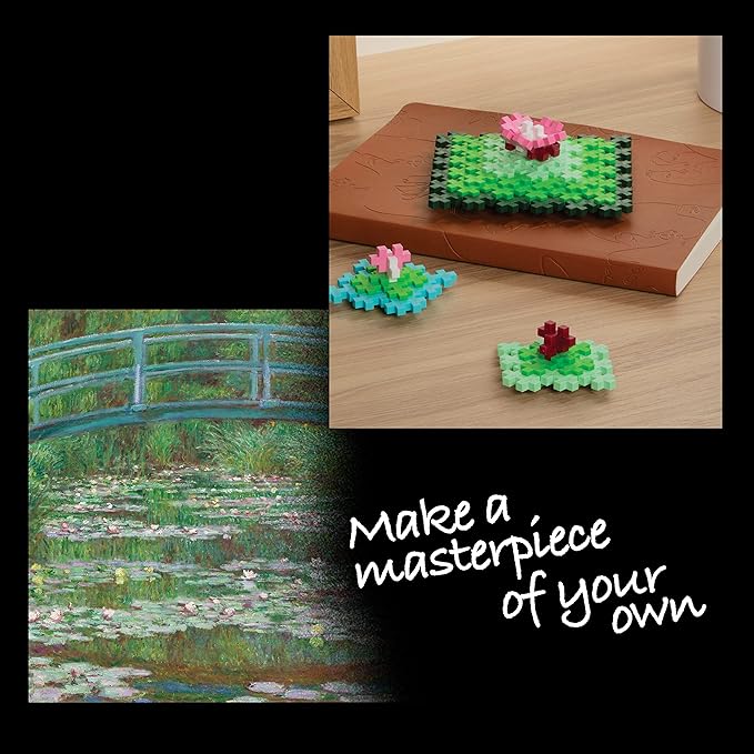 PLUS PLUS Inspired Art History Building Set, 3D Painting Kit & Craft Supplies for Kids, 350 Mini Interlocking Open Ended Pieces - Monet, The Japanese Footbridge