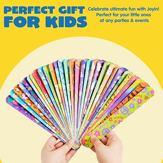 JOYIN 288 Pcs Slap Bracelets Party Favors - 36 Designs with Cute and Colorful Themes - Perfect for kids Easter Party Favors, Valentine Classroom Prizes Exchanging Gifts