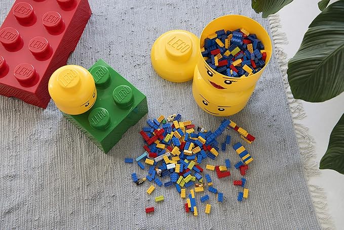 Lego Storage Head, Large, Girl, 9-1/2 x 9-1/2 x 10-3/4 Inches, Yellow