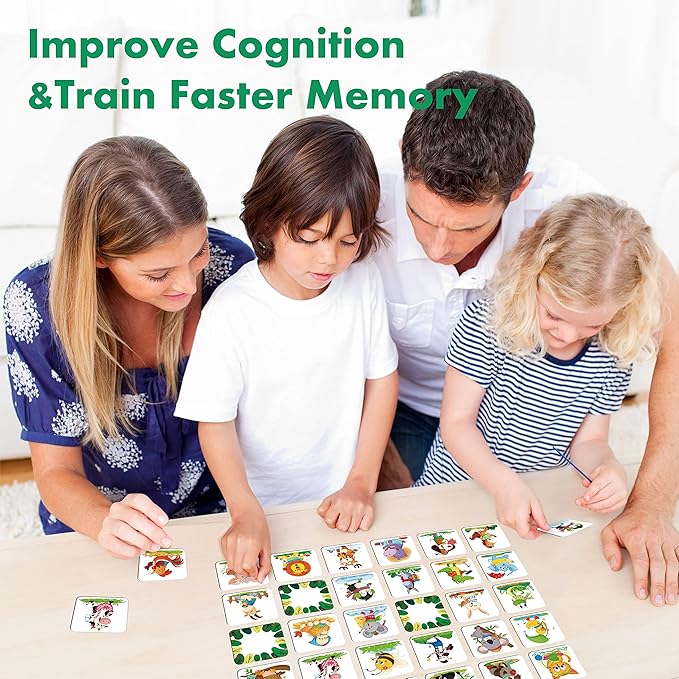 Hebayy Memory Matching Game, 72 PCS Animals Matching Cards for Toddlers 36 Designs Memory Cards Educational Learning Toys for Preschool 4 5 6 Years Old