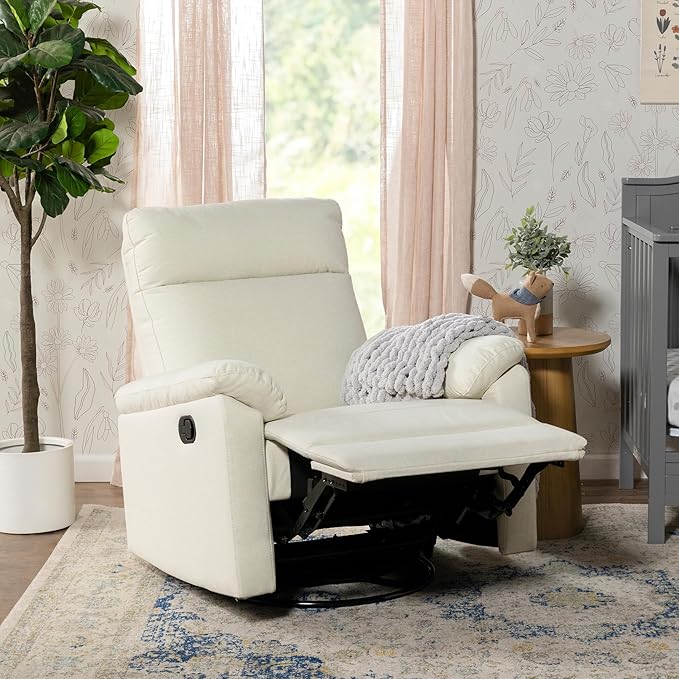 DaVinci Suzy Swivel Recliner in Vanilla, GREENGUARD Gold & CertiPUR-US® Certified