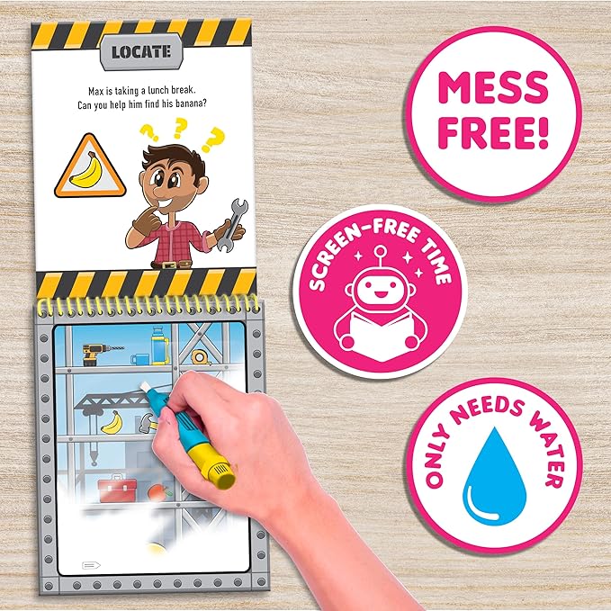Water Magic - Patented Gourmet Scented Reusable Water Reveal Activity Books - No Mess, All Fun by Scentco (Grape Kingdom and Construction)