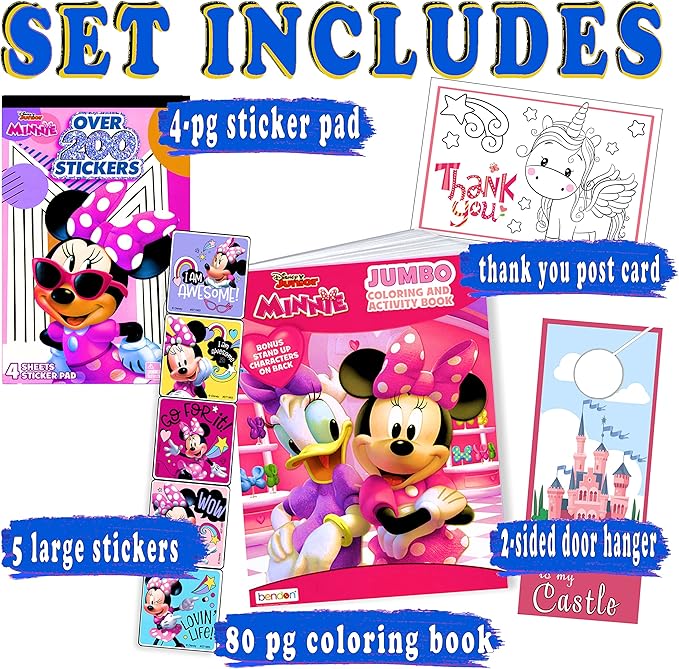 Disney Coloring Books for Kids with Sticker - Minnie Mouse