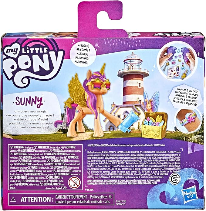 My Little Pony: A New Generation Movie Crystal Adventure Alicorn Sunny Starscout - 3-Inch Alicorn-Style Toy, Surprise Accessories, Bracelet