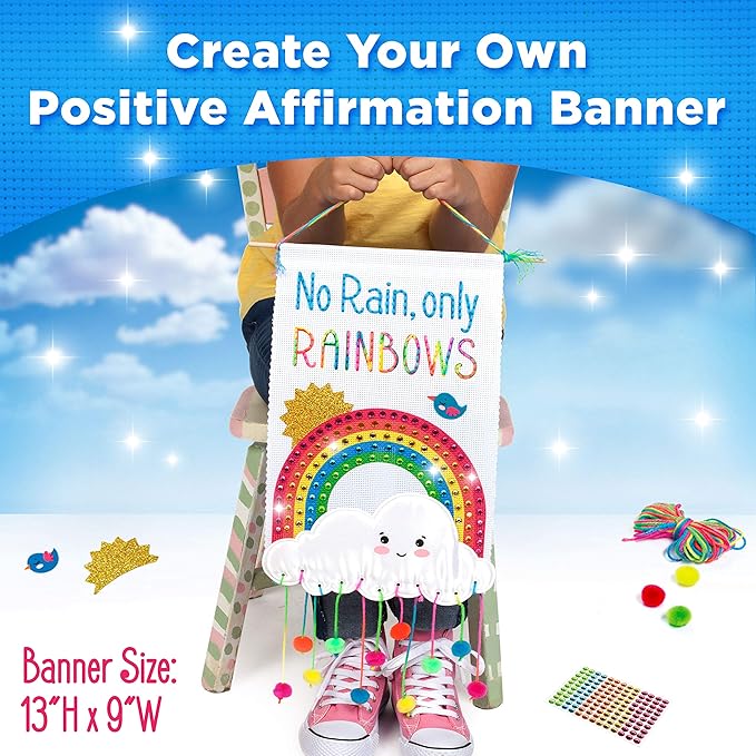 Creativity for Kids Quick Stitch Banner – Kids Cross Stitch Rainbow Kit
