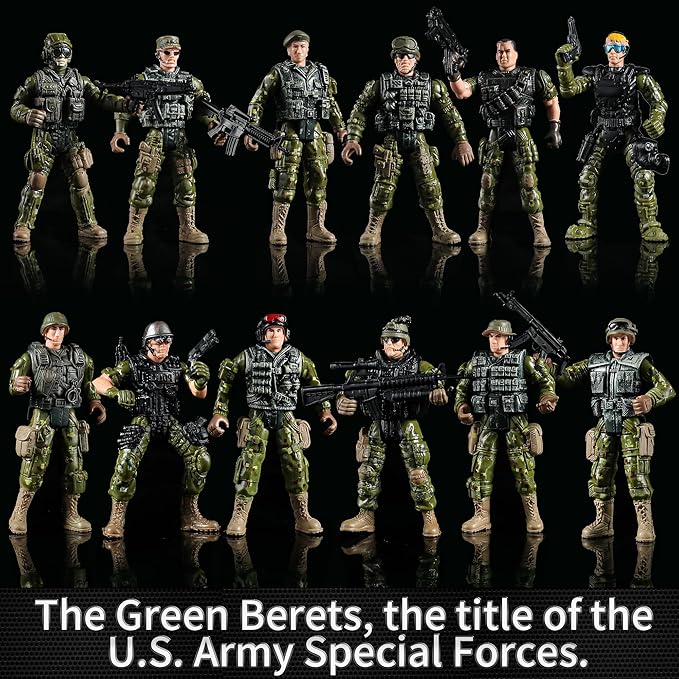 Army Men Action Figures Set, Include 12 Toy Soldiers with Digital Camo and Millitary Weapons-US Army Special Forces Group Toys for Kids Boys, Best Age 4-7 Year Old