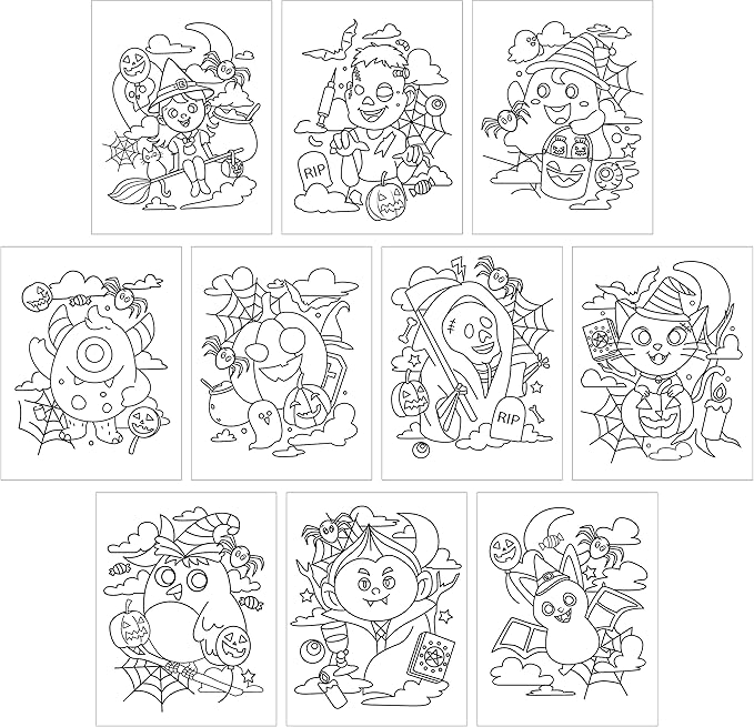 JOYIN 20 Pcs Make-a-face Sticker Sheets Make Your Own Halloween Characters Mix and Match Sticker Sheets, Bonus with Coloring Sheets, 10 Scratch Cards, 8 Sticker Sheets, Halloween Party Favor Supplies