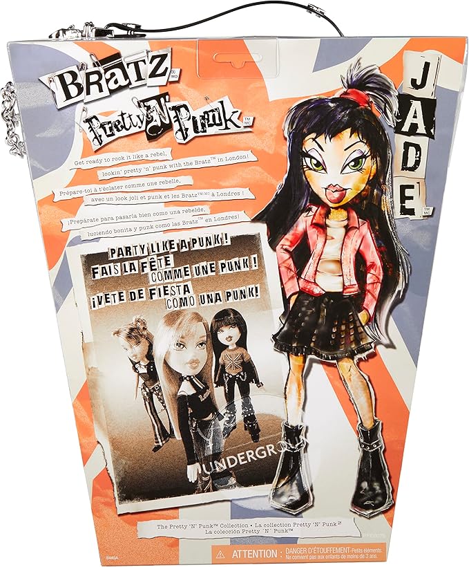 Bratz Pretty ‘N’ Punk Jade Fashion Doll with 2 Outfits and Suitcase, Collectors Ages 6 7 8 9 10+