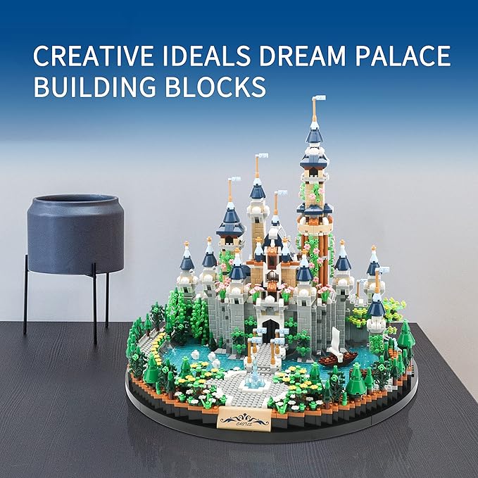 Magic Princess Blue Castle Micro Building Blocks for Adults Mini Building Kit, Creative Display Gift for Women and Kids Ages 14+ 3600 PCS