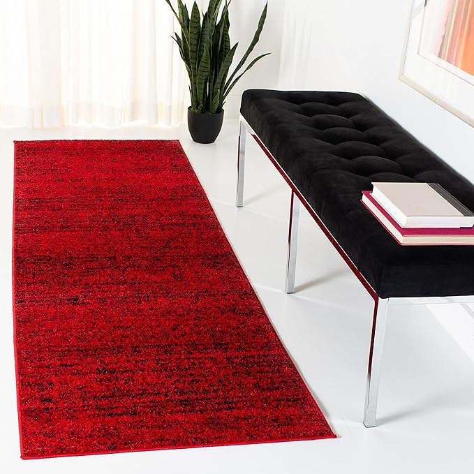 SAFAVIEH Adirondack Collection Runner Rug - 2'6" x 8', Red & Black, Modern Abstract Design, Non-Shedding & Easy Care, Ideal for High Traffic Areas in Living Room, Bedroom (ADR117F)