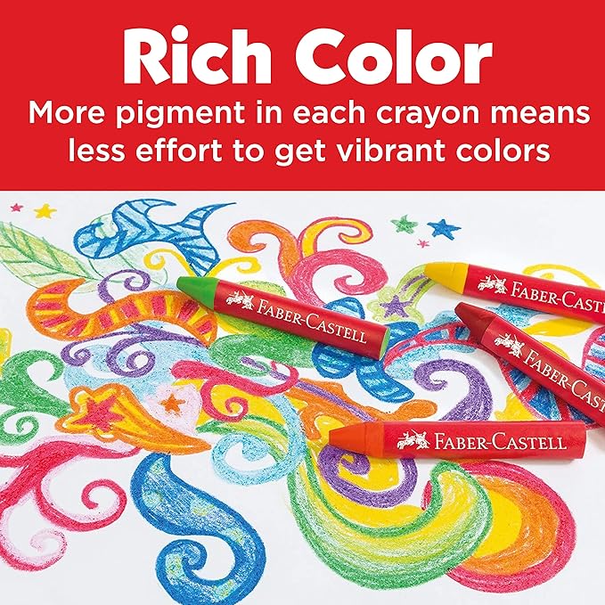 Faber-Castell Beeswax Crayons in Durable Storage Case, 12 Vibrant Colors