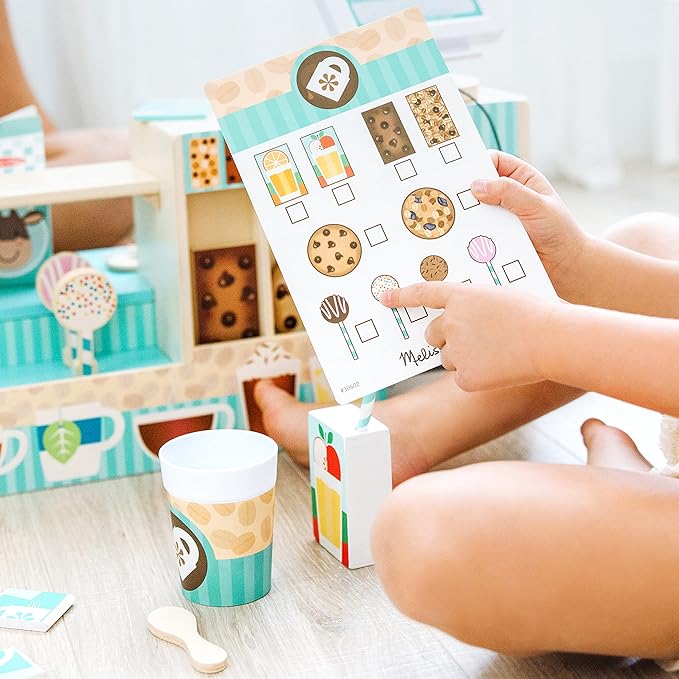 Melissa & Doug Wooden Café Barista Coffee Shop (35 Pieces) - FSC Certified