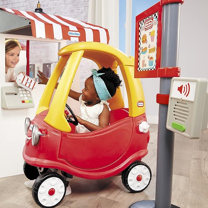 Little Tikes Real Wood Drive-Thru Diner Wooden Play Kitchen with Realistic Lights Sounds and Multi-Sided, 40+ Accessories Set, Gift for Kids, Toy for Girls & Boys Ages 3 4 5+ Years(Multi color)
