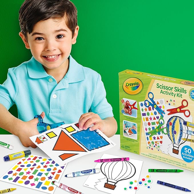 Crayola Toddler Scissor Skills Activity Kit (3ct), Safety Scissors and Craft Supplies, Toddler Crafts, Gift for Kids, Ages 3+
