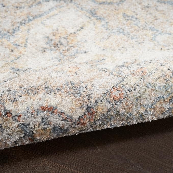 Nourison Astra Machine Washable Traditional Grey/Multi 3'3" x 5' Area Rug, Easy Cleaning, Non Shedding, Bed Room, Living Room, Dining Room, Kitchen (3x5)