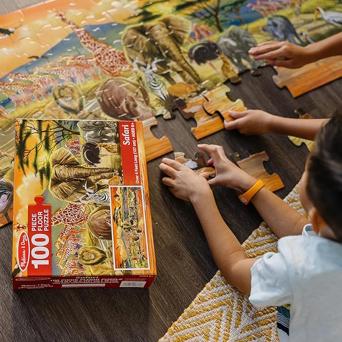 Melissa & Doug African Plains Safari Jumbo Jigsaw Floor Puzzle (100 pcs, over 4 feet long)