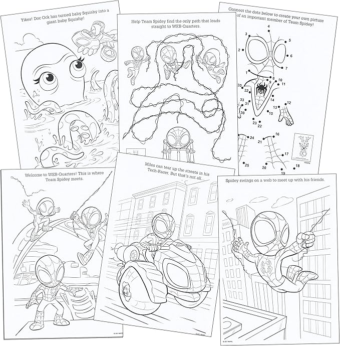 Spidey and His Amazing Friends Activity Set Bundle - Spiderman Coloring Book, Spiderman Stickers, 2-Sided Superhero Door Hanger and More, Red
